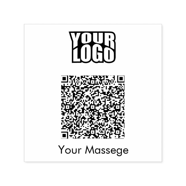modern minimalist Qr code & business logo, message Self-inking Stamp (Design)