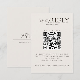 Modern Minimalist QR Code Calligraphy RSVP Card