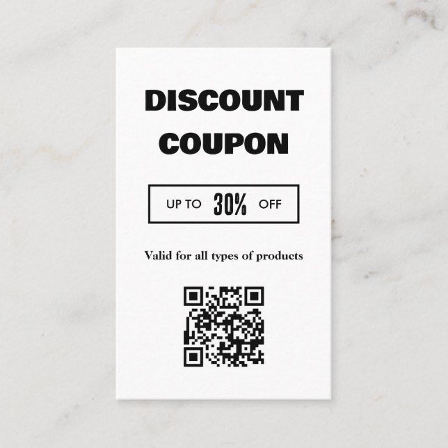 Modern Minimalist QR Code Discount Card (Front)
