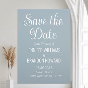 Modern Minimalist QR Code Dusty Blue Wedding Save The Date