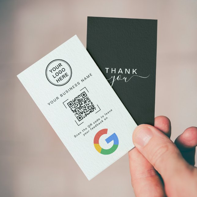 Modern Minimalist QR Code Google Review Business Card (Creator Uploaded)