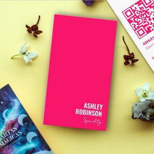 Modern Minimalist QR code hot pink professional Business Card