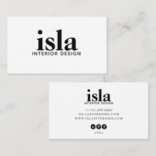 Modern Minimalist QR Code Interior Designer Business Card