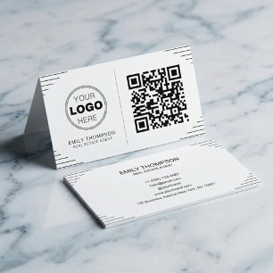 Modern Minimalist QR Code   Luxury Art Deco Business Card