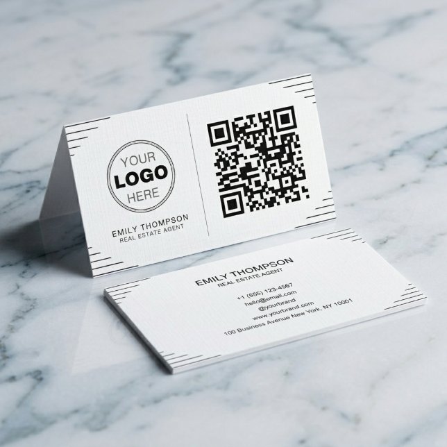 Modern Minimalist QR Code | Luxury Art Deco Business Card (Instant Connection QR Code Business Card)
