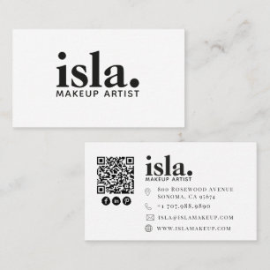 Modern Minimalist QR Code Makeup Artist Business Card