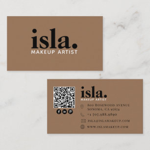 Modern Minimalist QR Code Makeup Artist Business Card