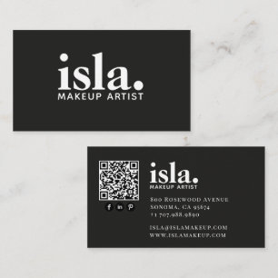 Modern Minimalist QR Code Makeup Artist Business Card