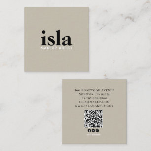 Modern Minimalist QR Code Makeup Artist Square Business Card
