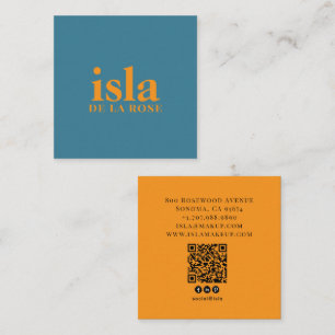 Modern Minimalist QR Code Makeup Artist Square Business Card