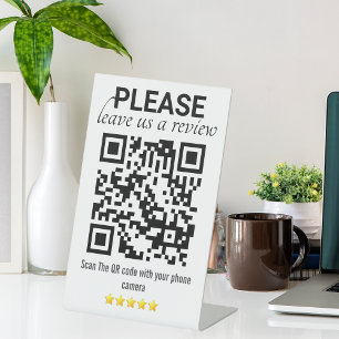 Modern Minimalist QR Code Pedestal Sign for Busine