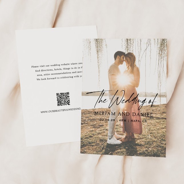 Modern Minimalist QR Code Photo Wedding Invitation (Creator Uploaded)