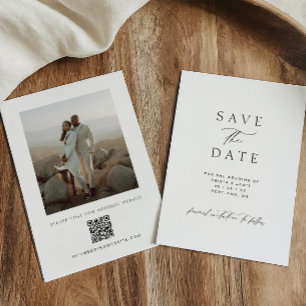 Modern Minimalist QR Code Photo Wedding Save The Date