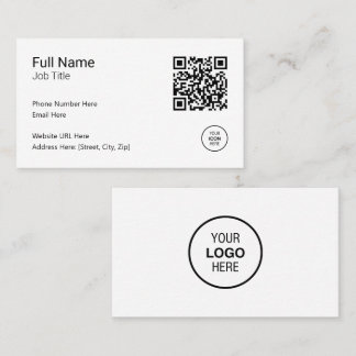 Modern Minimalist Qr Code Professional Black White Business Card