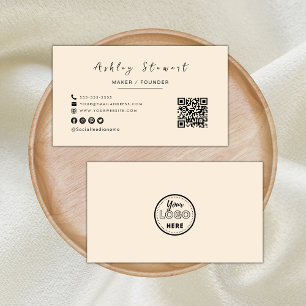 Modern Minimalist Qr Code Professional Logo Boho Business Card