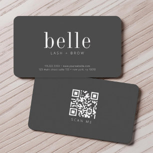 Modern  Minimalist QR Code Scan Me Lash and Brow Business Card