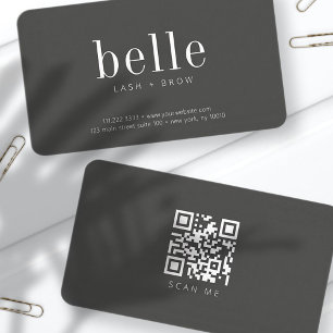 Modern Minimalist QR Code Scan Me Lash and Brow Business Card