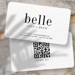 Modern Minimalist QR Code Scan Me Lash and Brow Business Card