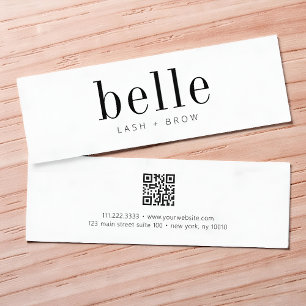Modern  Minimalist QR Code Scan Me Lash and Brow Mini Business Card