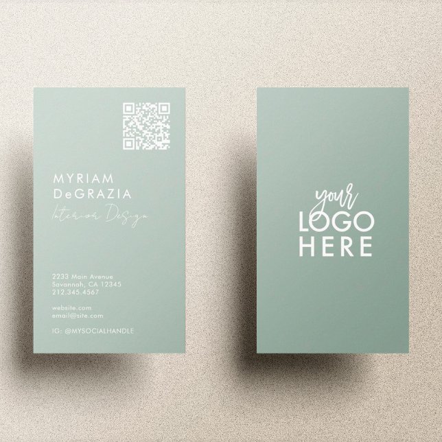 Modern Minimalist QR Code Script Business Logo Business Card (Creator Uploaded)