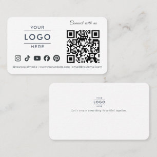 Modern Minimalist QR Code Social Media Logo White Business Card