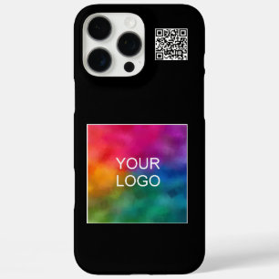 Modern Minimalist QR Code Upload Your Logo Black iPhone 16 Pro Max Case