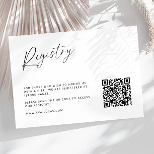 Modern Minimalist QR Code Wedding Registry Enclosure Card