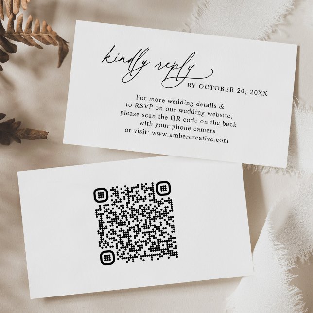 Modern Minimalist QR code Wedding RSVP Business Card (Creator Uploaded)