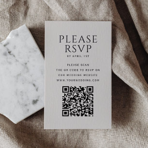 Modern Minimalist QR Code Wedding RSVP Card