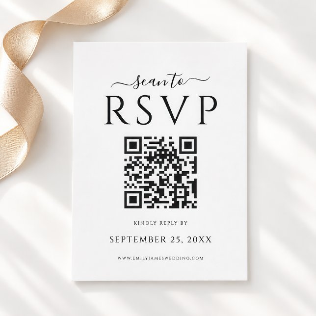 Modern Minimalist QR Code Wedding RSVP Card (Creator Uploaded)