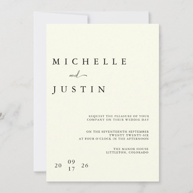 Modern Minimalist QR Wedding Invitation (Front)