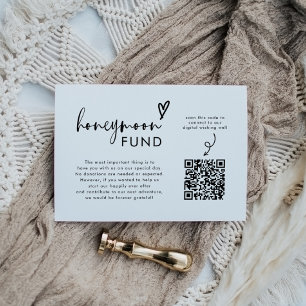 Modern Minimalist QR Wishing Well Honeymoon Fund Enclosure Card