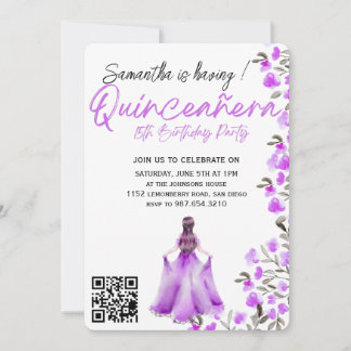 Modern Minimalist Quinceañera 15th Birthday Invitation