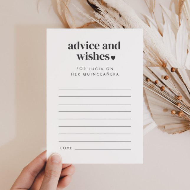 Modern Minimalist Quinceañera Advice Wishes Card (Zazzle Modern Minimalist Quinceañera Advice Wishes Card)