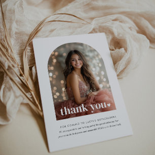 Modern Minimalist Quinceañera Arched Photo Thank You Card