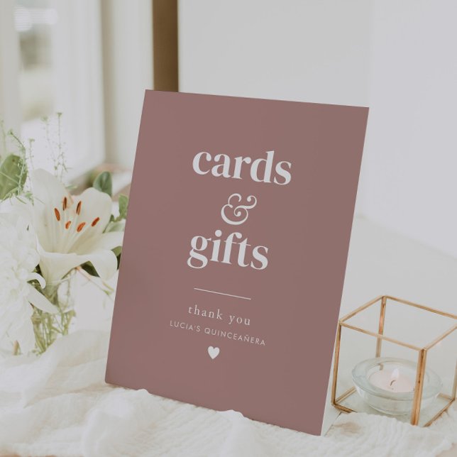 Modern Minimalist Quinceañera Cards and Gifts Pedestal Sign (Zazzle Modern Minimalist Quinceañera Cards and Gifts Pedestal Sign)