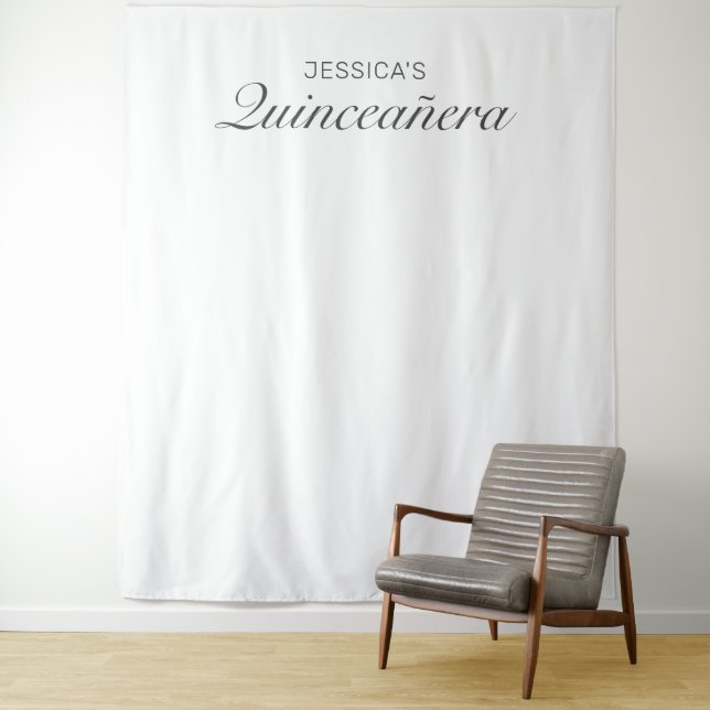 Modern Minimalist Quinceañera Photo Background Tapestry (In Situ)
