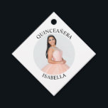 Modern Minimalist Quinceañera Photo Favour Tags<br><div class="desc">Create your own personalised white border round photo square favour tag for your her 15th birthday. Customise the solid white background colour or the black text colour to match your photo. If you change the font type or size, you can fine tune the curvature of the text in small increments....</div>