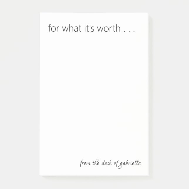 Modern Minimalist Quote Personalised Black White Post-it Notes (Front)