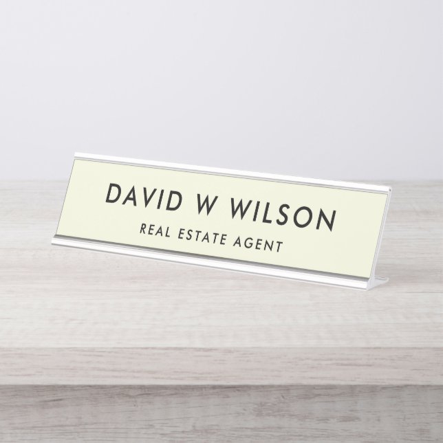 Modern Minimalist Real Estate agent Desk Name Plate (Front)