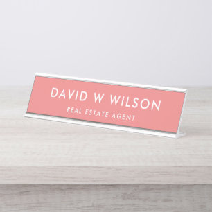 Modern Minimalist Real Estate agent Desk Name Plate
