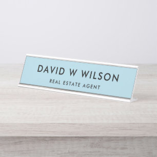 Modern Minimalist Real Estate agent Desk Name Plate
