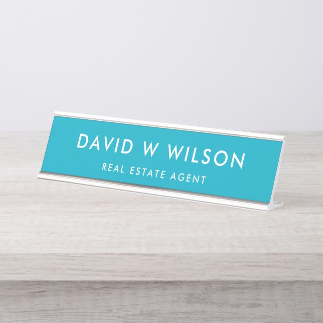 Modern Minimalist Real Estate agent Desk Name Plate (Front)