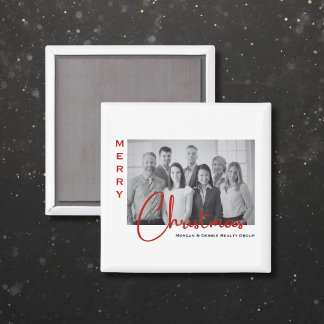 Modern Minimalist Real Estate Christmas Photo Magnet