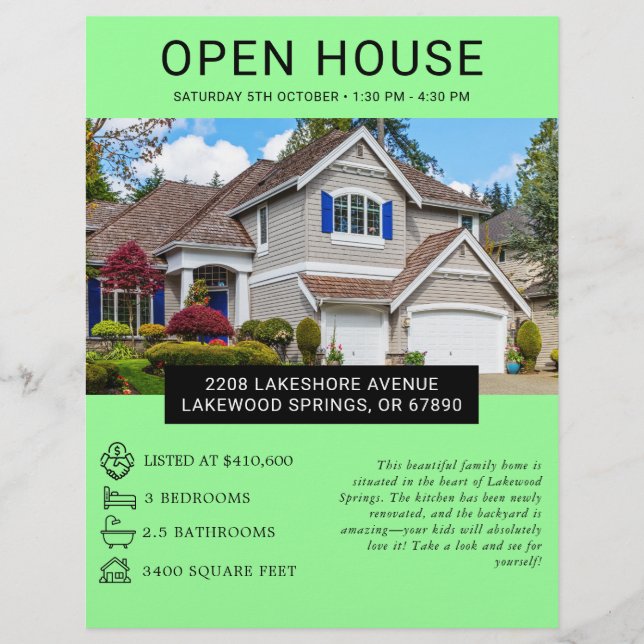 Modern Minimalist Real Estate Open House Flyer (Front)