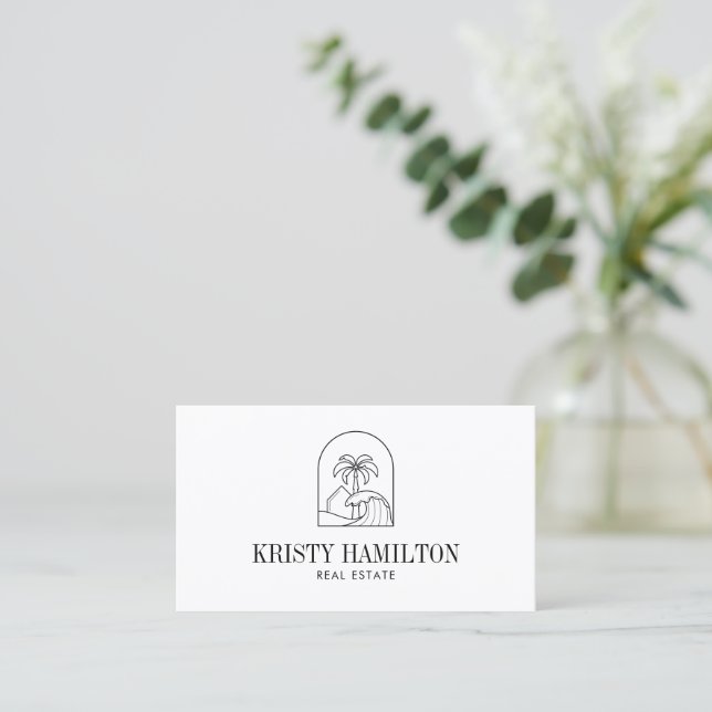 MODERN MINIMALIST real estate realtor beach house Business Card (Standing Front)