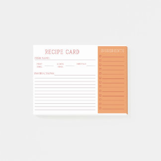 Modern Minimalist Recipe Book Design Post-it Notes