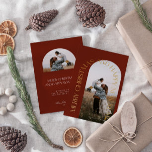 Modern Minimalist Red Arch 2 Photo Merry Christmas