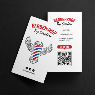Modern Minimalist Red Barbershop Hairstylist Salon Business Card