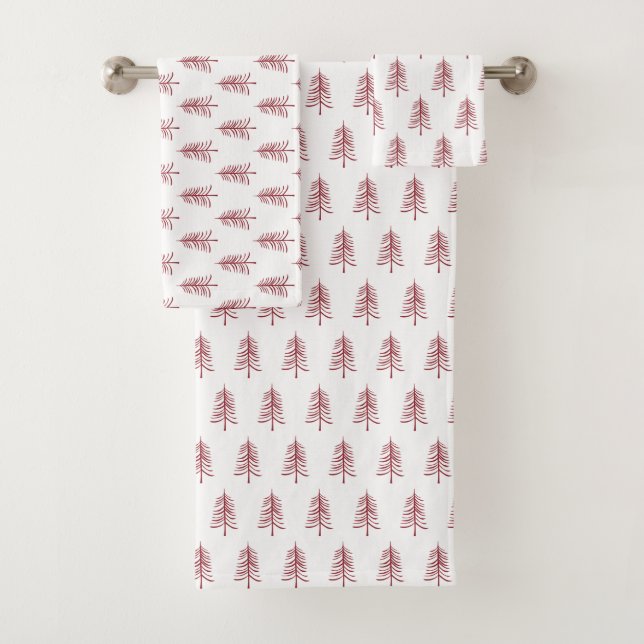 Modern Minimalist Red Christmas Tree  Bath Towel Set (Insitu)